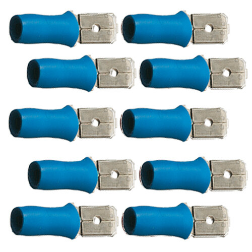 10 Flachstecker teilisoliert 4,7x0,5 blau 1,5 bis 2,5 mm²