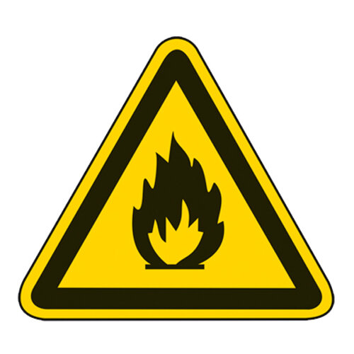 Warnung vor feuergefährlichen Stoffen Folie selbstkl. 200 mm