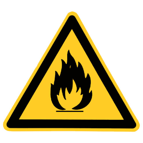 Warnung vor feuergefährlichen Stoffen Folie selbstkl. 100 mm