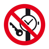 Mitführen von Metallteilen und Uhren verboten...