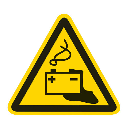 Warnung vor Gefahren durch Batterien Folie selbstklebend 315 mm