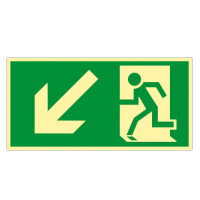 Rettungsweg Schild links abwärts Kunststoff...