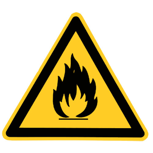 Warnung vor feuergefährlichen Stoffen Folie selbstkl. 200 mm ISO