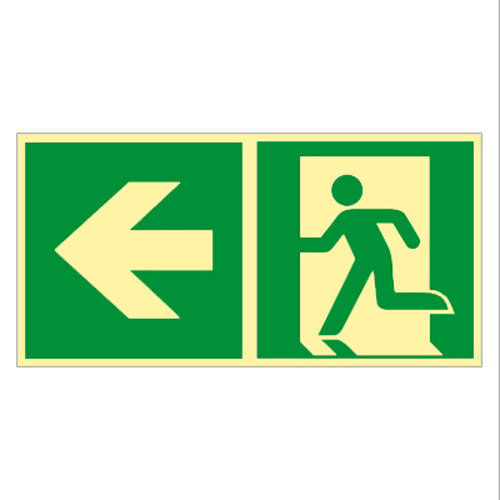 Rettungsweg links Folie nachleuchtend selbstklebend 300 x 150 mm ISO