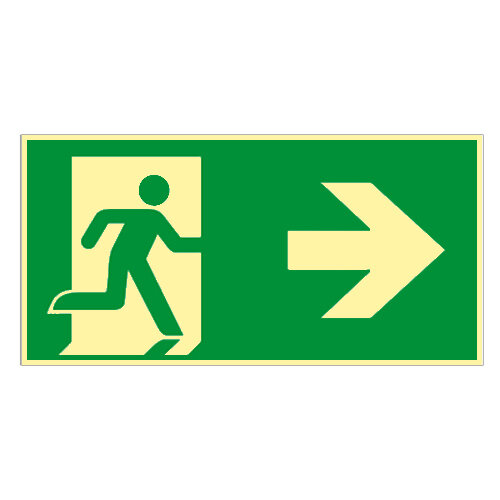 Rettungsweg rechts Folie nachleuchtend selbstklebend 297 x 148 mm ISO