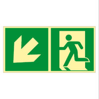 Rettungsweg links abwärts Folie nachleuchtend...