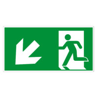 Rettungsweg Schild links abwärts Folie selbstklebend...