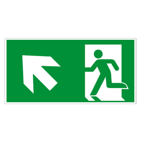 Rettungsweg Schild links aufwärts Kunststoff 300 x 150mm ISO