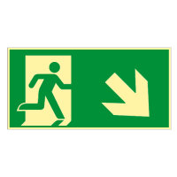 Rettungsweg Schild rechts abwärts Kunststoff...
