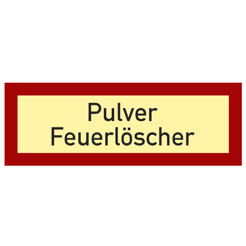 Pulver Feuerlöscher Schild Kunststoff nachleuchtend selbstklebend 148 x 52 mm