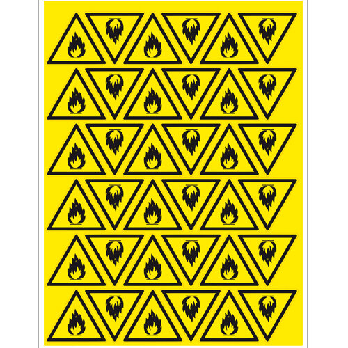 Warnung vor feuergefährlichen Stoffen Folie selbstkl. 36 Stck/ 50mm ISO