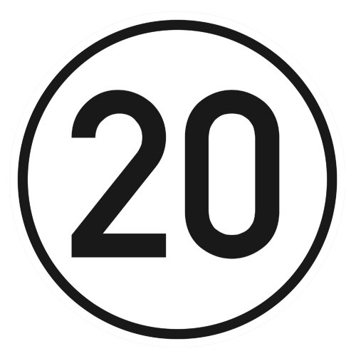 Geschwindigkeits-Aufkleber 20 km/h StVZO § 58, Folienaufkleber, ø 20 cm
