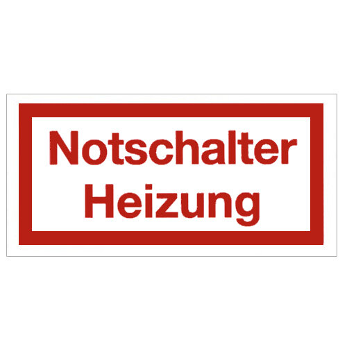 Hinweisschild - Notschalter Heizung Folie selbstklebend 80 x 40 mm