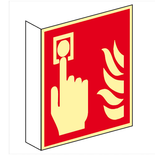 Brandmelder manuell ISO Fahnenschild Kunststoff nachleuchtend 150 x 150 mm