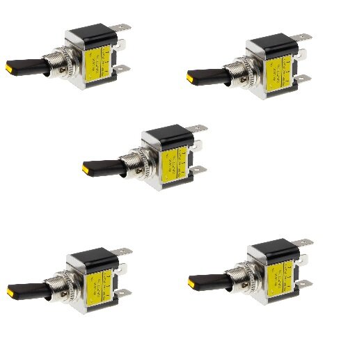 5x Kippschalter - Schalter ein/aus 12V LED gelb