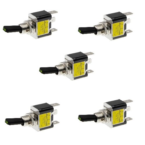 5x Kippschalter - Schalter ein/aus 12V LED grün