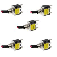 5x Kippschalter - Schalter ein/aus 12V LED rot