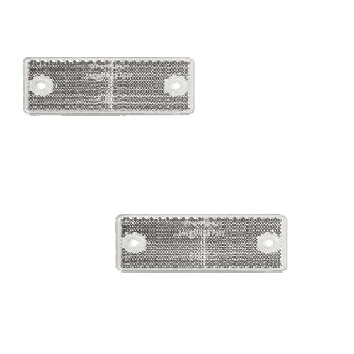 Set Reflektor / Katzenauge / Rückstrahler weiss 90 x 40 mm, mit Befestigungsloch