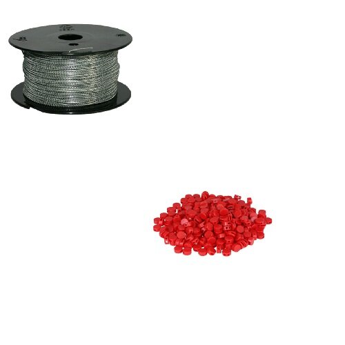 Set Plombendraht 250 Kunststoffplomben rot