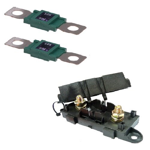 2 x Leistungssicherung Streifensicherung Mega grün 125A 32V inkl. Halter