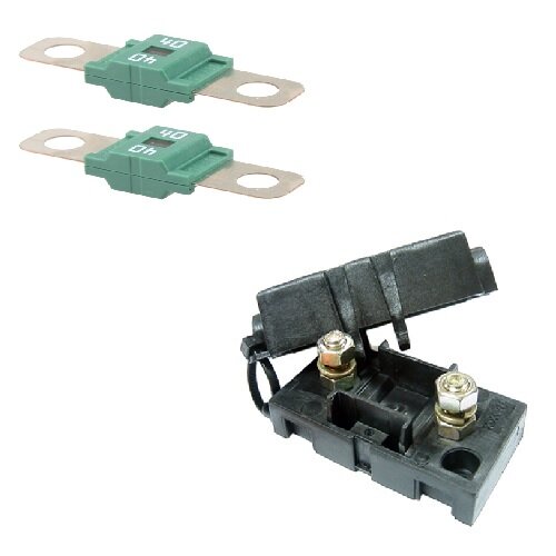 2 x Leistungssicherung Streifensicherung Midi grün 40A 58V inkl. Halter