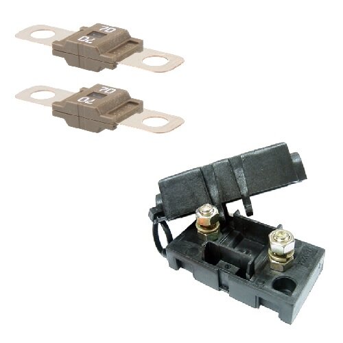 2 x Leistungssicherung Streifensicherung Midi braun 70A 58V inkl. Halter