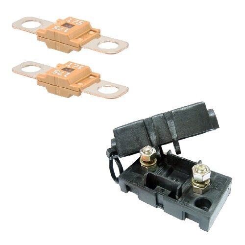 2 x Leistungssicherung Streifensicherung Midi hellbraun 175A 58V inkl. Halter