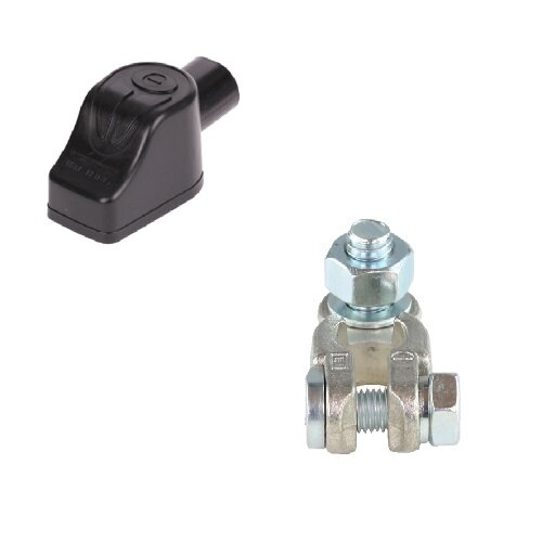 Set LKW Batteriepolklemme minus Pol (-) M8x16 mit Batteriepolabdeckung