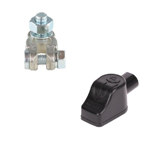 Set LKW Batteriepolklemme minus Pol (-) M10x16 mit Batteriepolabdeckung