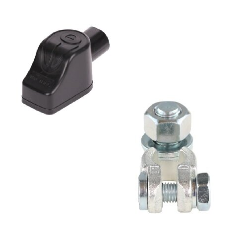 Set LKW Batteriepolklemme minus Pol (-) M12x16 mit Batteriepolabdeckung