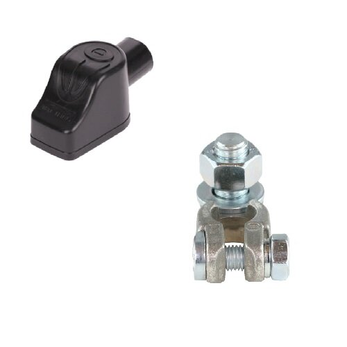 Set LKW Batteriepolklemme minus Pol (-) M12x20 mit Batteriepolabdeckung