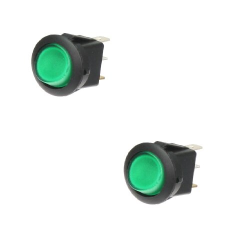 2x Wippschalter - Schalter ein/aus 12V grün