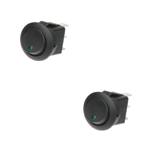 2x Wippschalter - Schalter ein/aus 12V grün LED