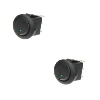 2x Wippschalter - Schalter ein/aus 12V grün LED