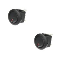 2x Wippschalter - Schalter ein/aus 12V rot LED