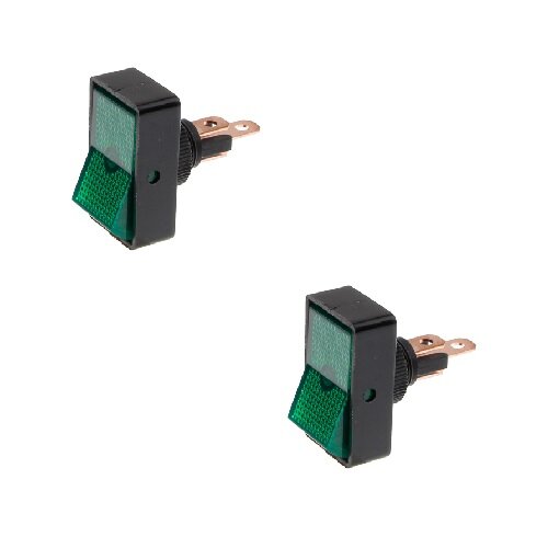 2x Wippschalter - Schalter ein/aus 12V 16A grün