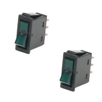 2x Wippschalter - Schalter ein/aus 12V grün