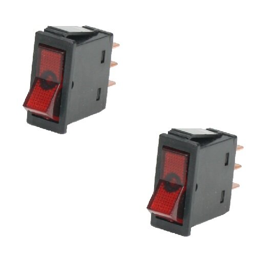 2x Wippschalter - Schalter ein/aus 12V rot