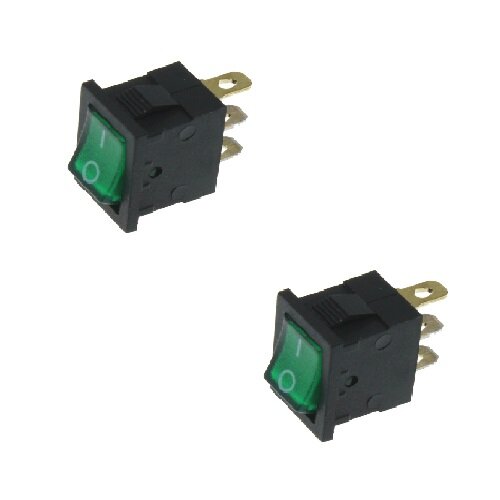 2x Wippschalter - Schalter ein/aus grün 12V 16A