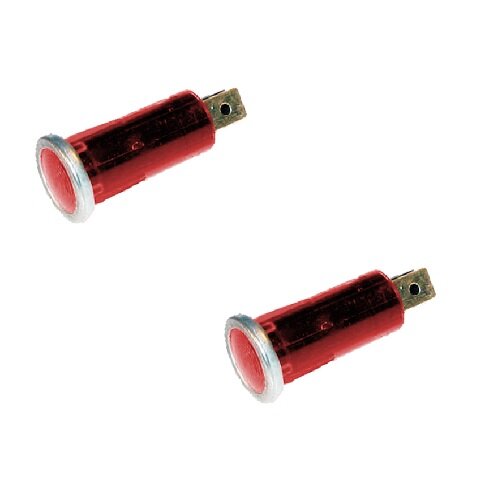 2x Kontrollleuchte, Kontrolllampe, Warnlampe 12V rot mit Chromrand