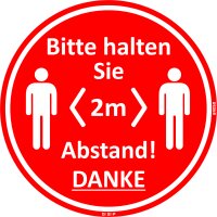 Gebotszeichen Abstand halten 2 m Folie 200 mm