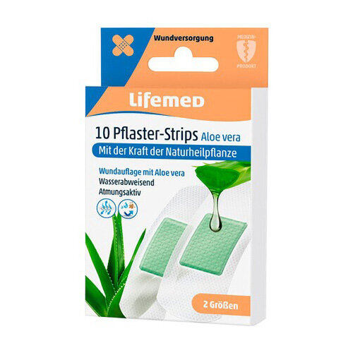 10 Lifemed Pflaster-Strips weiß "Aloe vera" 2 Größen