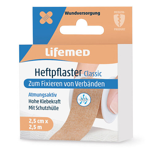 Lifemed Heftpflaster 2,5m x 2,5cm hautfarben Classic
