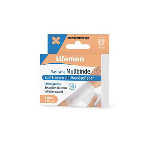 Lifemed Elastische Mullbinde 4m x 6cm weiß
