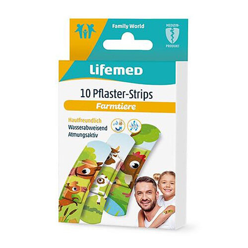 10 Lifemed Pflaster-Strips 6cm x 1,7cm Farmtiere