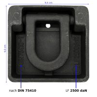 Zurrmulde mit Ring klappbar 2500 daN 95x90x29 zum...