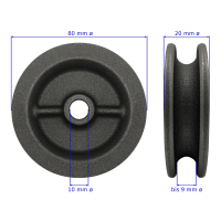 Drahtseilrolle 80mm mit Halter