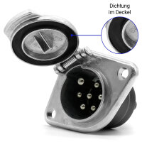 24V 7-Pol Steckdose Aluminium Schraubkontakte ISO 1185 Typ N