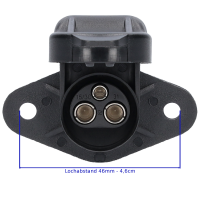 3-Pol Steckdose 6-24V dreieckig abgerundet Kunststoff