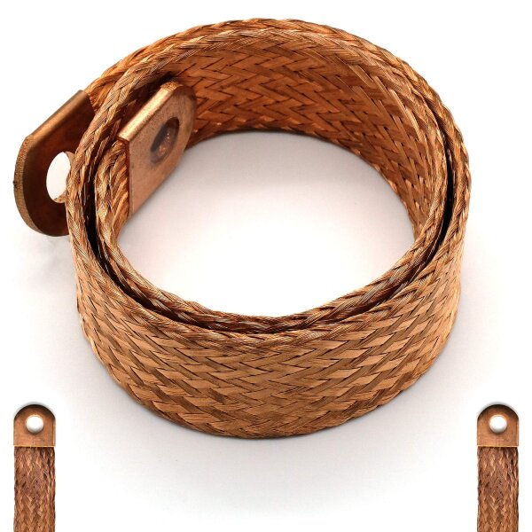Masseband 42cm Loch 8mm Ø Erdung Kupfergewebe